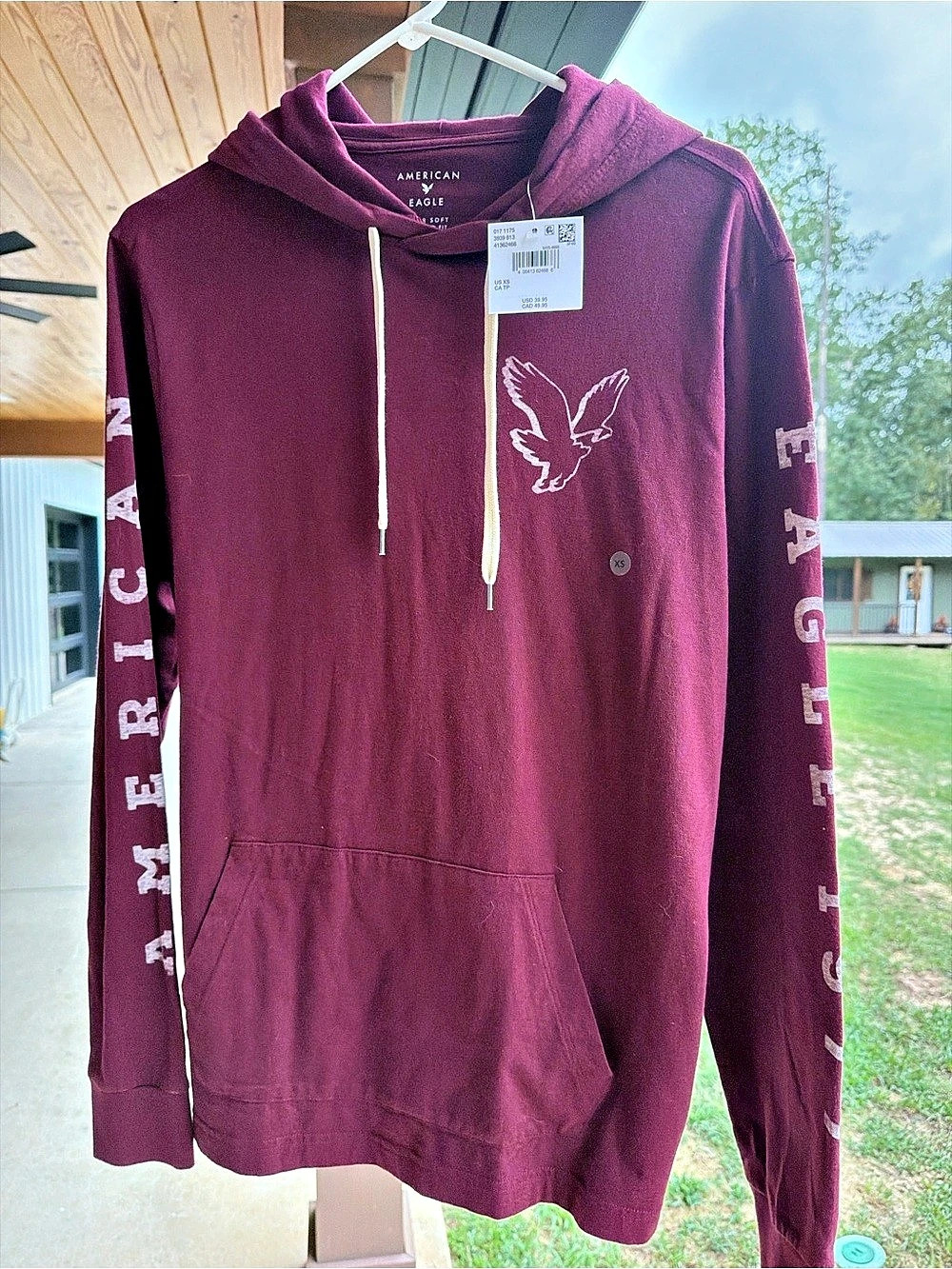American Eagle Super Soft Graphic Hoodie Purple XS